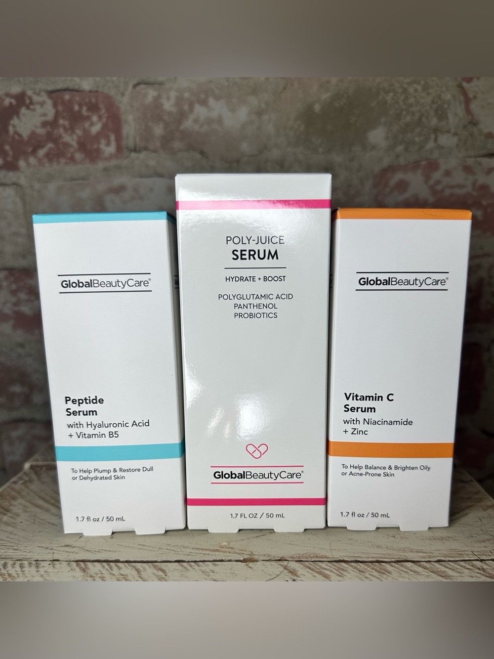 NEW Viral Global Beauty Care Serum Trio - Poly-Juice, Peptide, Vit C